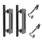 SANKEYTEW 2 Pack 30CM Sliding Door Handles,Double Sided Barn Door Handle for Sliding Door Kit,Door Pull Handle with Barn Door Latch Lock,Black