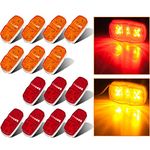 LIMICAR 14PCS Trailer Marker LED Light Double Bullseye LED Trailer Side Marker Lights 7 Red 7 Amber 12LED Lights Trailer Side Marker Led Lights For Trucks