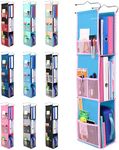 ABRA® 3 Shelf Hanging Locker Organizer for School, Work, Gym, Storage | Deep Shelves 6.5”x 9”| Eco-Friendly Fabric Healthy for Children | Adjustable School Locker Shelf from 3 to 2 Shelves (Blue/Pink)