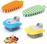 Vegetable Brush Set, Potato Scrubber Brush, Vegetable Brush Scrubber for Food, Carrots Pattern Flexible Bendable Cleaning Tools for Mushroom/Potato/Corn/Egg (4 Pack)