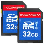 INDMEM SD Card 32GB (2 Pack) - SDHC Flash Memory Card UHS-I U1 Class 10 High-Speed Full HD Video Compatible with Digital Point-and-Shoot Cameras, HD Camcorders, DSLR and PC