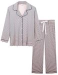 Joyaria Womens Button Down Pajama/Pj Set Post Labor/Baby/Delivery/Partum(Navy Striped, XXL)