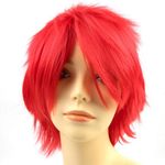 Yamel Anime Wig Red for Cosplay Party, Synthetic Layered Short Hair Wigs with Bangs, Pastel Wigs for Women Men Kids