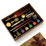 Joyeee Feather Dip Pen Set, Vintage Pen & Sealing Wax Stamp Set, Wedding Gift Signature Pen Complete Calligraphy Set for Beginners & Enthusiasts, School Writing, Drawing & Art Supplies #85