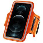 Nplus India Sports Armband for All Xiaomi Android Smartphones - Sleek Orange, Secure Fit, Adjustable Strap, Headphone Access, Key Pocket - Ideal for Running, Gym, and Outdoor Activities