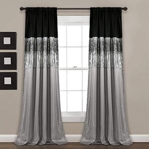 Lush Decor Night Sky Curtain Panel, Black/Gray