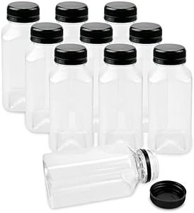 BILLIOTEAM 10 Pack 8 OZ Clear PET Empty Plastic Juice Bottles With Black Lids,Disposable Water Bottles Drink Containers for Juice,Coffee,Milk,Smoothie,Homemade Beverages(240 ML)