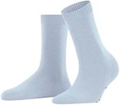 FALKE Women's Cosy Wool Socks, Merino Wool Cashmere, Crew Length, Light Boot Stockings, Warming Clothing Essentials, Blue (Light Blue 6594), 8-10.5, 1 Pair