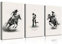 3Pcs Framed male cowboy and Cowgirl Canvas Wall Art Western Eclectic Wall Decor Pictures Wild West Prints Posters Rodeo Paintings of Western and Southwestern Decor Lovers ready to hang