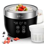 Yogurt Maker, Yogurt Maker Machine with Stainless Steel Inner Pot, Greek Yogurt Maker with Timer Control, Automatic Digital Frozen Yogurt Maker with 2 Glass Jars 1 Quart and Strainer for Home Organic