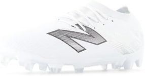 New Balance Unisex-Adult Furon Team FG V8 Soccer Shoe, White/Metallic Silver/Black, Men 7 M/Women 8.5 W