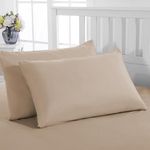 PRIME LINENS Pillow Cases 2 Pack Standard Size Polyester Cotton Pillow Cover with Envelop Closure Wrinkle Fade Resistant Pillowcases Machine Washable (Beige, 50 x 75 Cm | Pack of 2)