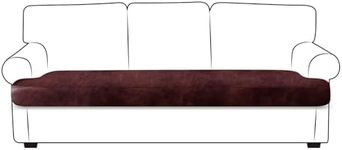 ANARACHON molasofa Leather-Look T-Cushion Sofa Seat Slipcovers Set, Couch Furniture Protector for Sectional, Loveseat - Pets - Stretch Spandex Fabric (1 T-Cushion Sofa, Burgundy)