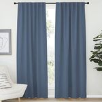 NICETOWN Living Room Blackout Curtain Panels - Rod Pocket and Back Tab Draperies/Blackout Window Covering for Kids Room (52" W by 84" L, Stone Blue, 2 Pcs)