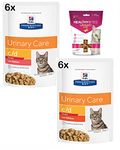 HILL'S PRESCRIPTION DIET Feline C/D Urinary Stress Mix 12 x 85gr (Chicken 6 pouches/Salmon 6 pouches) and Vetiq Treats Urinary care for Cat