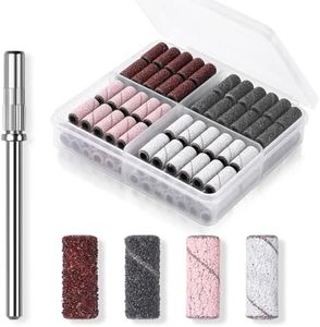 Makartt Nail Drill Bits Sanding Bands for Nail Drill, 100Pcs 4 Color Coarse Fine 80/120/180/240 Grit File Sand with 3.1mm Mini Mandrel Nail Bit Set for Acrylic Nails Gel Manicures and Pedicure