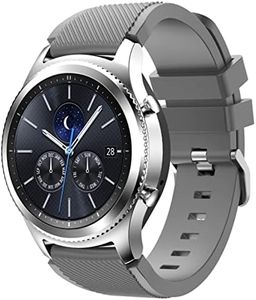 Sport Band for Samsung Galaxy Watch 3 45mm / Samsung Gear S3 Frontier Classic Band, MH MOIHSING 22mm Soft Silicone Metal Buckle Replacement Wristband Sport Strap for Galaxy Watch 47mm, Grey