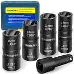 THINKPRO 5 Piece Double Side Lug Nut Remover,1/2” Bolt Extractor Set Easy Out Wheel Lock Removal Kit for Removing Rusted and Stripped Screws,Bolts and Other Fasteners