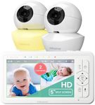 Babysense UPGRADED 720p 5" HD Split-Screen Baby Monitor, Video Baby Monitor with 2 HD Cameras and Audio, Adjustable Night Light, White Noise and Lullabies, Long Range, 4xZoom, 4000mAh Battery