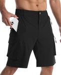 Danfiki Hiking Shorts Men with Zip Pockets Walking Smart Shorts Quick Dry Black