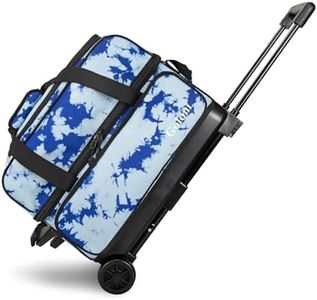 Goloni Double Roller 2 two bowling ball bag with wheels with Separate Shoe Compartment Size 15 and Oversized Accessory Pocket,2/two ball bowling bag,Retractable Handle Extends to 40"