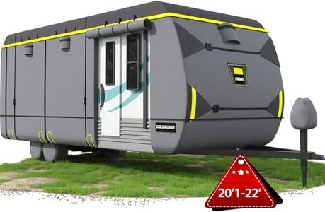 Cholila Cover RV Camper Cover - Fit 20'-22' Travel Trailer & Toy Hauler, Heavy Duty Waterproof Elements RV Cover with Windproof Straps & Gutter Covers, Anti-UV, Adhesive Repair Patches, Pearl Grey