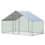 GYMAX Walk In Chicken Coop, Large Spire/Round-Shaped Hen Poultry House with Waterproof and Sun Protection Cover, Galvanized Rabbits Habitat Cage for Backyard Farm (Spire-Shaped, 300 x 200 x 195 cm)