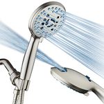 AquaCare AS-SEEN-ON-TV High Pressure 8-mode Handheld Shower Head - Antimicrobial Nozzles, Built-in Power Wash to Clean Tub, Tile & Pets, Extra Long 6 ft. Stainless Steel Hose, Wall & Overhead Brackets