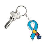 Fun Express Autism Awareness Key Chain (set of 12) Great for giveaways and fundraiser supplies, Blue, 2"