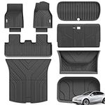 3W 10 Pcs Floor Mats Custom Fit for Tesla Model Y Juniper 2025 2026 New, Thorex™ All Weather Dog Friendly Full Coverage Car liners & Trunk Mats & Seat Back Cover, New Version Tesla Model Y Juniper