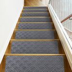 Triceratops 20cmx76cm (14-Pack) Stair Treads Carpet Non-Slip, Indoor Stair Runners for Wooden Steps, with Non Skid Rubber Backing Removable Washable Step Runners Perfect for Pets（Gray