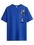 Toodlegram T-Shirt for Men, Plus Sizes T-Shirt, 100% Cotton, Regular Fit, Halfsleeve, Roundneck, Comfortable, Design Royal Blue Color-Pocket Panda, Size-5XL