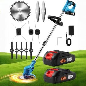 Blue Cordless Weed Wacker & String Trimmer, 48V Battery-Powered Lawn Edger and Grass Trimmer, Electric Weed Eater with Charger, Lightweight for Lawn Care and Garden Maintenance