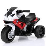 GYMAX Kids Electric Motorbike, 6V Licensed BMW Ride on Motorcycle with Music & Headlights, 3 Wheel Children Motor Bike for Boys Girls (Black+Red)