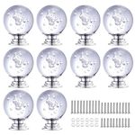 TsunNee 10PCS Clear Crystal Glass Drawer Knobs, Cabinet Knobs with Bubbles, 1.18inch Diameter