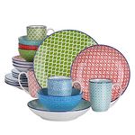 vancasso Macaron Dinnerware Set 20 Pieces Porcelain Dinner Set - Multicolour Dinner Service Mediterranean Crockery with Dinner Plate, Dessert Plate, Cereal Bowl, Soup Bowl and Mug, Service for 4