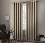 SPL Insulated Heavy Thermal Blackout Curtains Pair Ring Top Eyelet Darkening Curtain Panels (Beige, W 90 x L 72 inches)