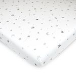 American Baby Company Printed 100% Natural Cotton Value Jersey Knit Fitted Pack N Play Playard Sheet, Grey Stars and Moon, Soft Breathable, for Boys and Girls