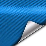 WISDOM 3D Blue Carbon Fiber Vinyl Wrap Adhesive Sheet Roll Vinyl Sticker Tape for Cars Auto and Motorcycle DIY, Decoration Crafts (24" x 100)