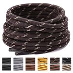 Stepace Round Shoelaces [2 Pairs] Heavy Duty Boot Shoe Laces for Hiking Work Boots Coffee Khaki-160(Dots)