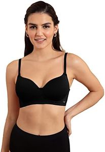 NYKD by Nykaa Breathe Cotton All Day Comfort Padded Non Wired T-Shirt Bra Nyb198 Black (32D)
