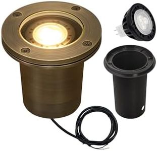 MALORY Brass Landscape Well Lights,(φ99 mm) 12V Low Voltage Outdoor In Ground Lights,Landscape Lighting for Pathway, Driveway and Garden (Full Brass -01A, 1-Pack with Bulb)