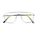 Freddy Blue Light Blocking Blue Cut Zero Power Anti-glare Square Eyeglasses| UV Protection | Men & Women| Eye Protection Frame for Computer/Tablet/Laptop/Mobile/TV (SILVER BLACK)