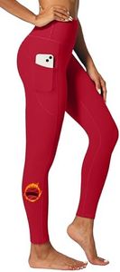 IUGA Fleece Lined Leggings with Pockets for Women Thermal Leggings for Women High Waisted Yoga Pants Winter Workout Leggings Bright Red