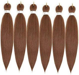 Pre-Stretched Braiding Hair Extensions Synthetic Crochet Braids Yaki Texture 26 Inch 6 Packs Full Head Hot Water Setting Professional Twist Braid Hair (26inch, #30)