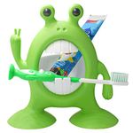 COCOBURI Kids Toothbrush Holder Little Monster Cartoon Green Toothbrush Holder Kids Silicone Toothbrush Holder Toothbrush Toothpaste Storage Rack Randomly Send 1 Child Toothbrush