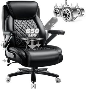 650LBS Big and Tall Office Chair with 5D Flip Arms and Thick Pocket Spring Cushion, Extra Wide Heavy Duty Office Chair with Adjustable Lumbar Support, Large High Back Computer Chair Dual Rubber Wheel