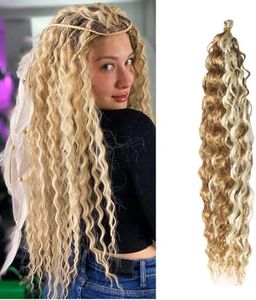 Dsoar Pelo Trenzado Ondas Profundas Cabello Sintético Ondulado Extensiones de Cabello Rizado para Trenzas Mechones de Cabello Ocean Wave 22 Pulgadas 3 Paquetes, 27/613#