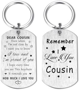 Resdink Cousin Gifts for Christmas, Remember I Love You Couin Keychain, My Favorite Cousin Birthday Key Chain, Best Valentine's Day Easter Graduation Gifts for Cousin Present, Sliver, 2*1.1inch