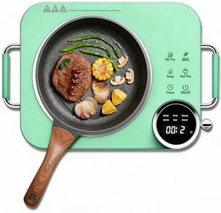 AIZYZYO Portable Electric Ceramic Cooktop, 2200W Hot Plate for All Pots, 30s Fast Heating with Infrared Heating & Display, 6 Levels Power, Green